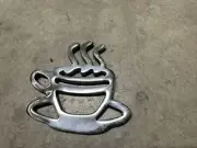 NEW Coffee Cup Pewter Trivet Pot Holder Made In Mexico ~ 7”x 6 1/2”x 1”