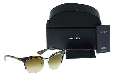 RARE New Genuine PRADA Brown Gunmetal Cat Eye Sunglasses PR 68OS SPR 68O 5AV6S1