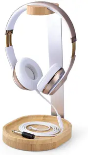 Avantree TR902 Universal Wooden & Aluminum Headphone Stand Hanger with Cable Holder, Sturdy Desk Headset Mount Rack for Sony, Bose, Shure, Jabra, JBL, AKG, Gaming Headphones Display