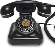 Retro Style Wired Dial Telephone Plug-in Home Fixed Landline Classic Old Landline Telephone Black