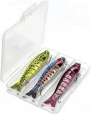 3 Packs Multi-Jointed Hard Bait Sinking Fishing Lure with Tackle Box, 8-Segment Lifelike Artificial Lure, 5.3in/0.7oz, VIB Crankbait for Active