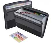 Expanding File Folder with Sticky Labels, 13 Pocket Accordion File Folder Document Organizer Expanding Zip File Folder with Zipper Closure