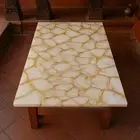 Luxury Agate Coffee Table – White Agate Crystal Stone – Handmade Unique Slabs