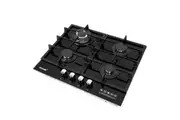Maxkon 60cm Gas Cooktop 4 Burners Cooker Stove Cook Hob Top Black Glass Stovetop Surface NG LPG Auto Pulse Ignition Metal Knobs