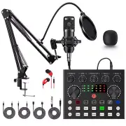 Podcast Equipment Bundle BM-800 Mic Kit with Live Sound Card Podcast Micropho...
