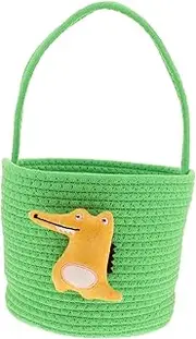 Abaodam Cute Dinosaur Storage Basket Lightweight Halloween Trick Treat Bucket Versatile Nursery Organizer for Shower and Parties Handmade Design