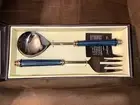 SIMPLYDESIGNZ MODERN METALS Spoon Fork Salad Serving Set SERVERS Arctic Blue