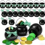 265 Pcs St Patrick's Day Cauldrons Set 24 Mini Cauldrons 240 Gold Green Plast...