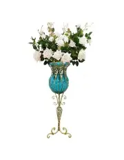 [SOGA] Glass Vase and Artificial Flower Set 12 Pieces 85cm in Multi