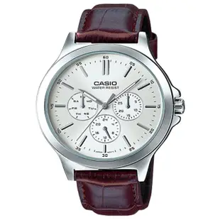 【CASIO 卡西歐】型男必備_皮革錶帶_生活防水_礦物玻璃_男錶(MTP-V300L)