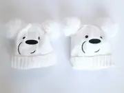 Winter 2 Piece White Beanie Set Polar Bear