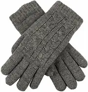 [Dents] Women's Warm Cable Knit Yarn Lined Gloves, Charcoal, One Size