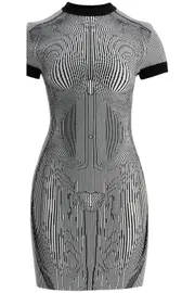 [JEAN PAUL GAULTIER] JEAN PAUL GAULTIER short dress in black and white striped jacquard viscose M White