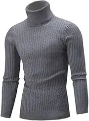 [Dressnu] Men's Pullover Knit Bottom Shirt Sweater Turtleneck