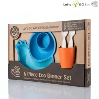 在飛比找momo購物網優惠-【Lets Go Eco】蝸牛造型兒童餐具六件組(藍色)