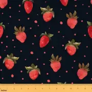Sweet Summer Strawberry Watercolor Fabric - Rustic Garden Theme for DIY Upholste