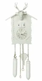 Quartz Cuckoo Clock with music and deer head, white TU 360/20 QM weiss NEW