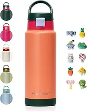 pluseight Water Bottle with Straw Lid, 750ml Vacuum Insulated Water Bottles, Stainless Steel Water Bottle Wide Mouth for Sports, Gym or Office, BPA-Free Keep Cold 24H Hot 12H (Orange)