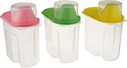 Small BPA-Free Food Storage Containers with Lid - Perfect for Storing Flour, Sugar, Grains, Rice, Cereals, and Baking Supplies for Better Kitchen Organization - Set of 3 in Green, Pink, and Yellow