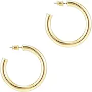 [PAVOI] 14K Gold Colored Lightweight Chunky Open Hoops | Gold Hoop Earrings for Women