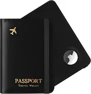 gliship Passport Holder with Airtag Slot, Passport Case with RFID Blocking for Women Men, Slim Family Anti-Lost Leather Passport Wallet, Travel Must Haves Accessories Christmas Birthday Gifts