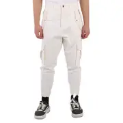 Original Balmain Men's White Cotton Cargo Pants