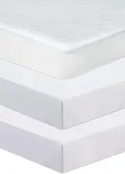 Next To Me Compatible Crib Fitted Sheets 3Pcs Set (83-85 x 50-51 cm) | 100% Pure Cotton - 2 Fitted Sheets & 1 Waterproof Mattress Protector (Silver)