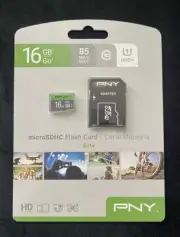 PNY Elite Class microSDHC CL10 UHS-1 Flash Memory Card - 16GB