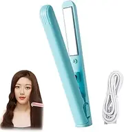 Cozy Home Curling Iron,Mini Dual-Purpose Curling Iron,Upgrade 2-In-1 Portable USB Mini Curling Iron for Short Hair, 2-In-1 Mini Curling Wand & Flat Iron Hair Straightener for All Hair Types (Blue-B)
