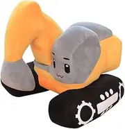 11 inch Soft Excavator Stuffed Construction Toy Truck Toy Super Cute Car Plush Pillow - Soft Plush Toys for Little Boys, Girls, Babies and Toddlers - Great Gift（Yellow）