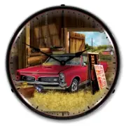 Retro Style Hidden Treasure GTO LED Lighted Backlit Wall Clock Man Cave Garage
