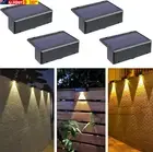 Solar Deck Lights Outdoor,4 Pack Solar Fence Lights, Warm White Solar Wall Light