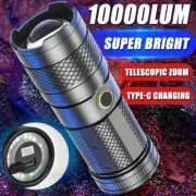 Super Powerful LED Flashlight USB Rechargeable Zoomable Torch Outdoor Waterproof