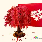 Handmade Red Japanese Maple Tree 3D Pop Up Card