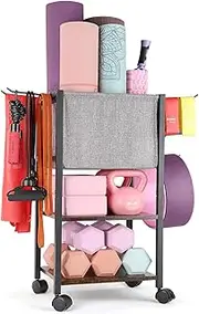 Yoga Mat Storage Rack Home Gym Equipment Workout Equipment Storage Organizer Yoga Mat Holder for Yoga Block,Foam Roller,Resistance Band,Dumbbell,Kettlebell and More Gym Accessories Gym Essentials