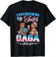 [X.Style] Touchdowns or Tutus Gaga Loves You Gender Reveal ds1932 T-Shirt (S) Black