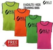 Set of 8 mesh training bibs soccer football orange green yellow pink adult/youth