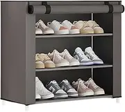 TOMVAES 4 Layers 3 Compartments Shoe Storage, Multifunctional Dustproof Shoe Rack, Large Capacity Shoe Shelf Cabinet for Home Room Entryway Gray 60 x 30 x 58 CM
