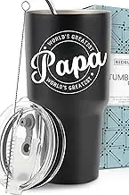 World's Greatest Papa Tumbler 30oz, Papa Gifts from Granddaughter, Perfect Gifts for Papa from Grandson, Great Papa Gifts, Gifts for Papa from Kids, Birthday Gifts for Papa, Father's Day, Christmas