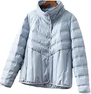 [Jegsnoe] Women Lightweight Down Jacket Stand Collar Casual Autumn Winter Coat