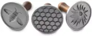 Nordic Ware Cast Cookie Stamps Honeybee, 3 count, Silver 3 count