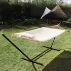 VEIKOUS Hammock 2-Person w/ Detachable Pillow + Stand for Outdoor Cream White