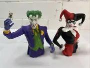 Rare DC Comics PVC Joker And Harley Quinn Piggy Banks Top Bust Sets Of 2 NEW