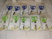 10 Child Yopo Scissors Blunt Tip Hand Friendly Handle Blue and Green *NEW*