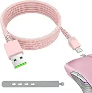 Mouse USB Charging Cable Micro Charger Cord for Razer Viper Ultimate,Basilisk Snake Ultimate,Viper V2 Pro,Viper Professional,with Nylon Braided Cable,Durability&Fast Charging (Pink, 5.9FT)