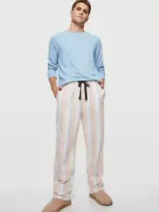 Peter Alexander Men's Toffee Stripe Long Flannelette Pyjama/Lounge Pants Size S
