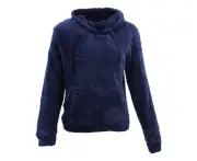 FIL Women's Teddy Fur Hoodie - Navy