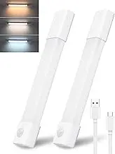 MEEKBOS Under Closet Lights, Cabinet Lighting Wireless Rechargeable Battery, 3 Color Temps Dimmer Motion Sensor Light Indoor for Pantry, Kitchen, Bedroom, Woadrobe (30cm,2 Pack)