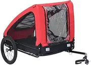Pet Bike Trailer Red and Black - Durable Oxford Fabric, Steel Frame, Quick Release Hitch, Foldable Design, 142x70x87.5 cm, 40 kg Capacity, Mesh Windows, Reflectors, Comfortable Pet Carrier