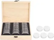 Coin Protection Box Retro Coin Collection Box for Bedroom Office Home 30 Grid Commemorative Coin Storage Box